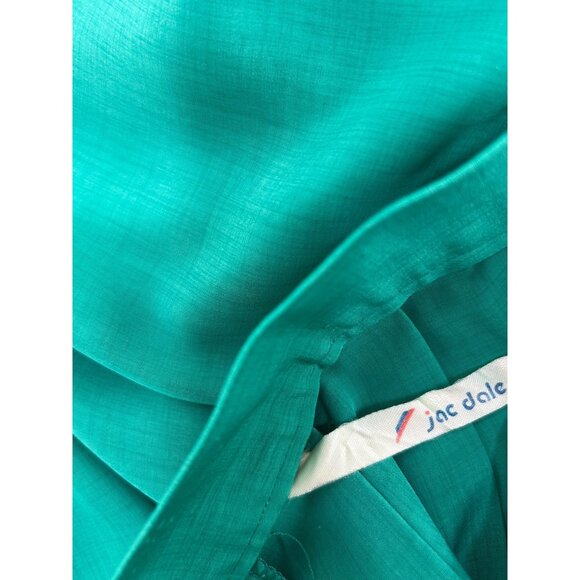 JAC DALE Midi Skirt Sz 12 Jade Green Pleated Purple Button Front Retro Vintage - Picture 8 of 8